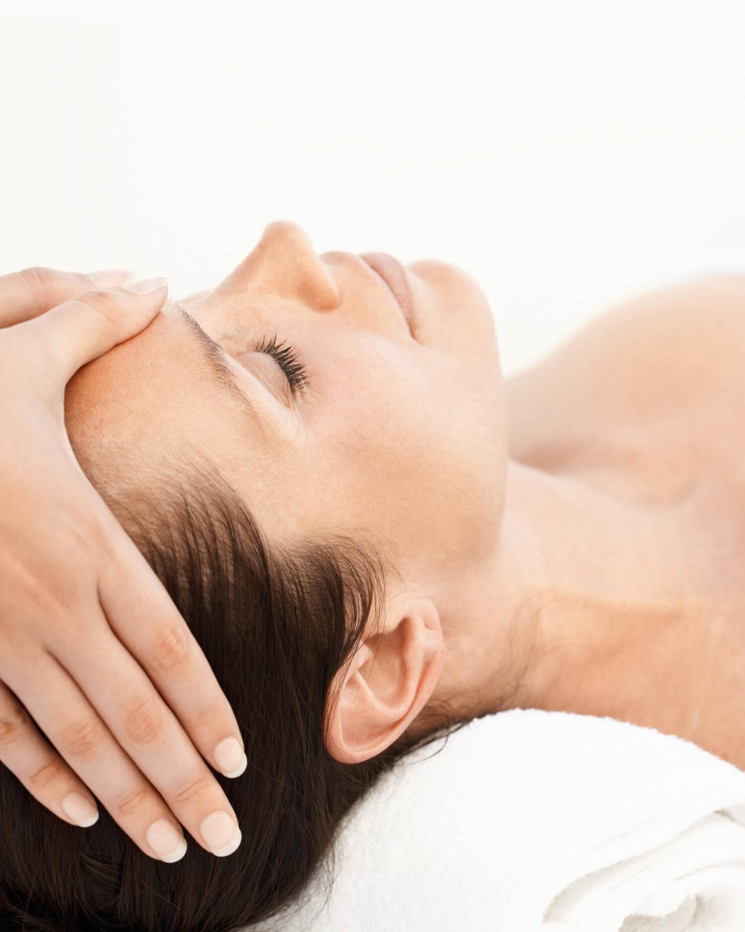 Woman's face after receiving skin treatments